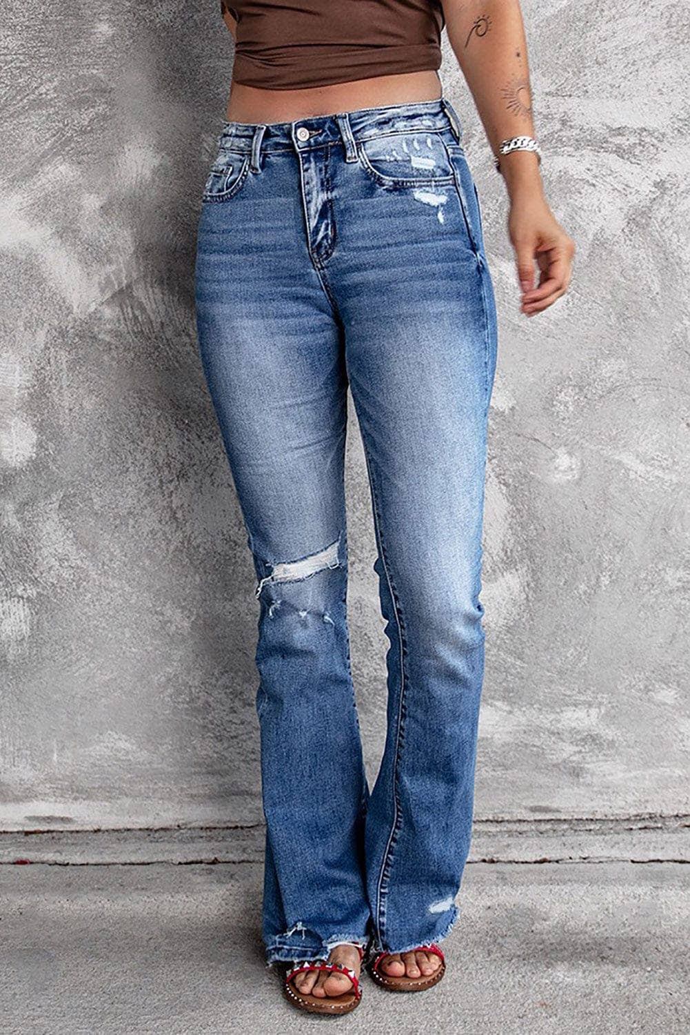 Coraline Raw Hem High Waist Flare Jeans