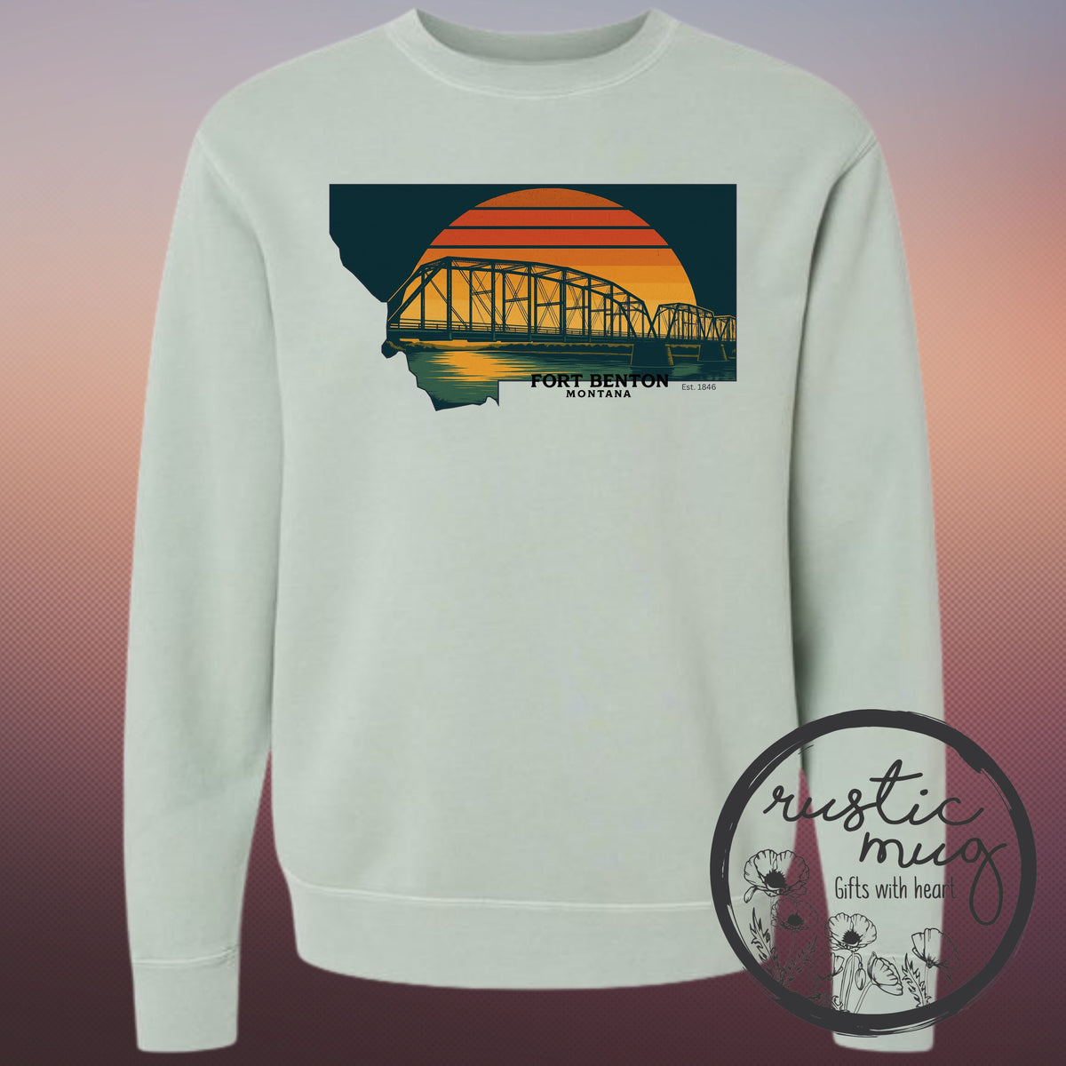 Fort Benton Sunset Bridge Sweatshirt
