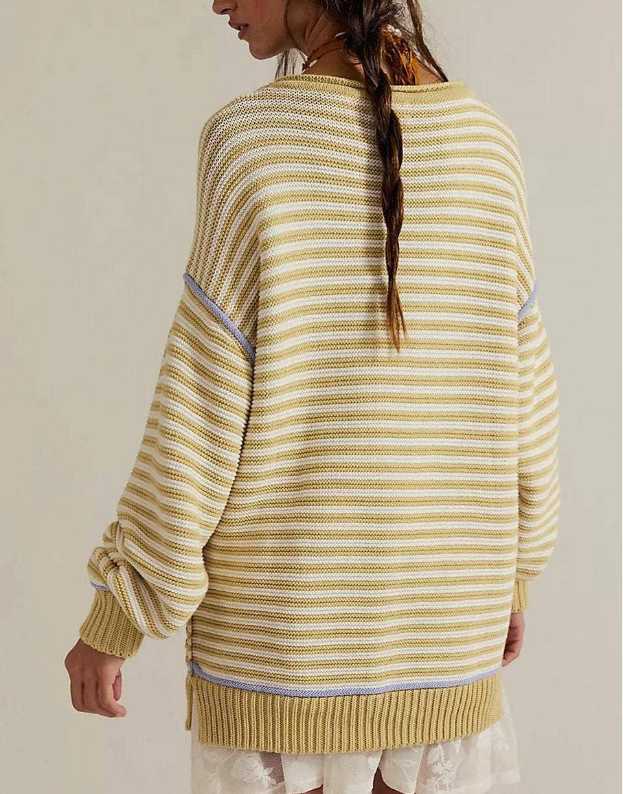 Loose Fit Striped Crewneck Sweater