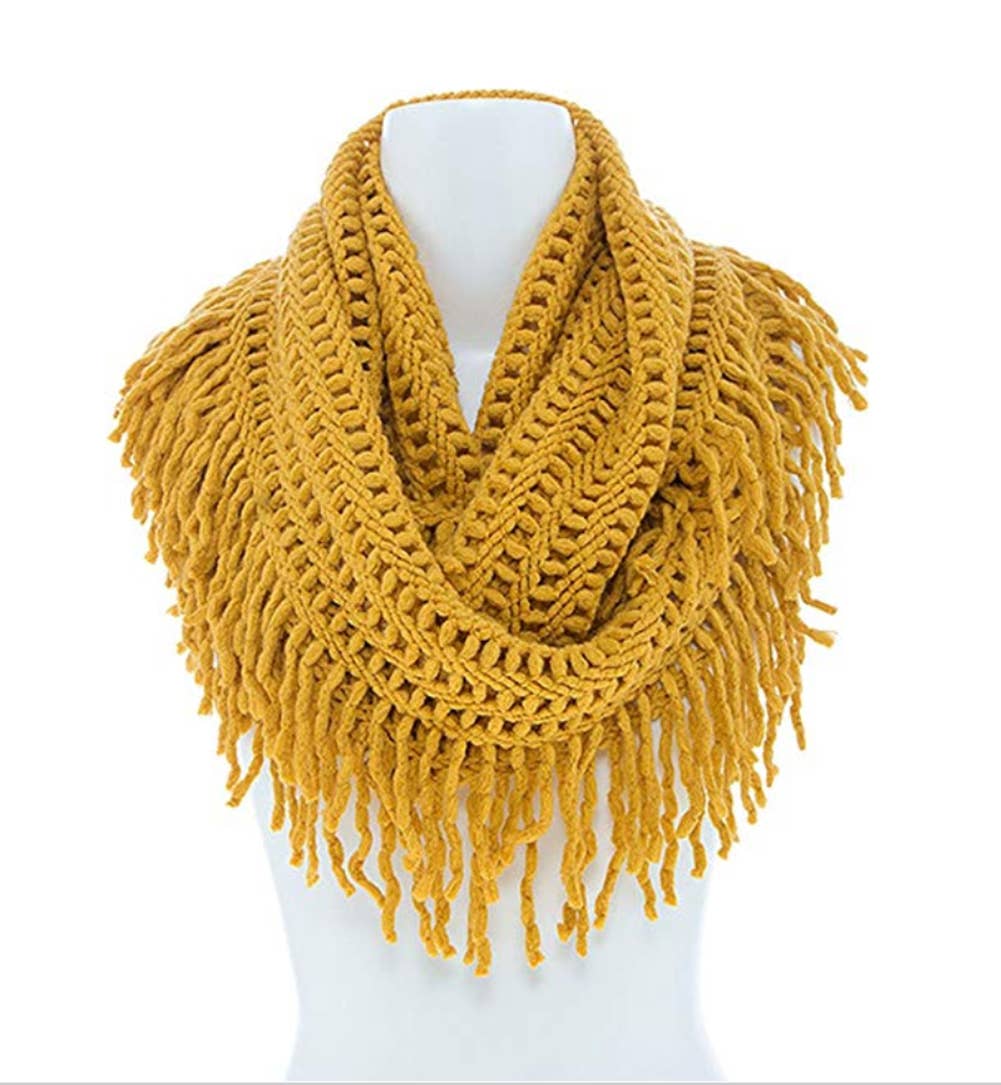 Knit Tassel Infinity Loop Scarf