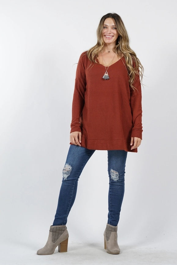 Brushed Thermal Long Sleeve V-Neck