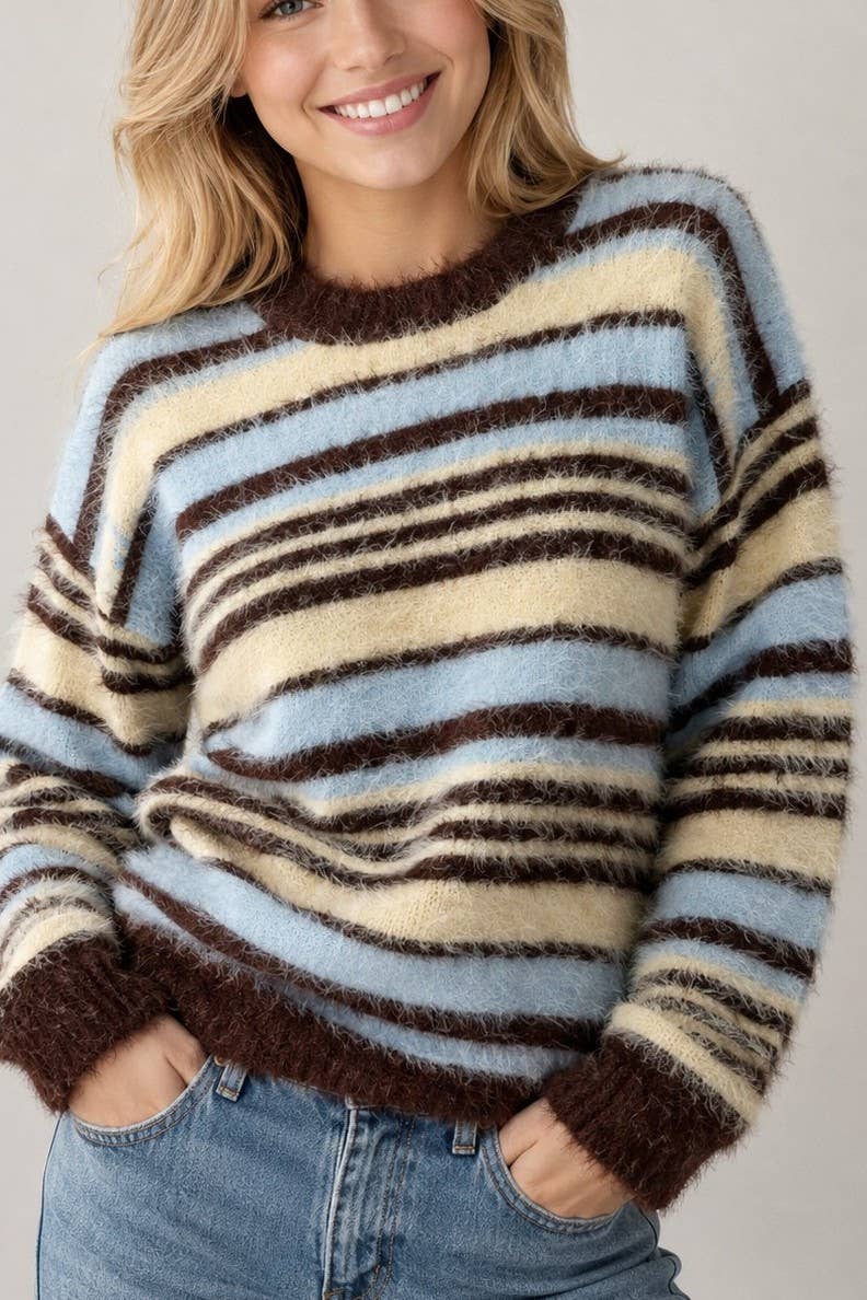 Fuzzy Striped Sweater