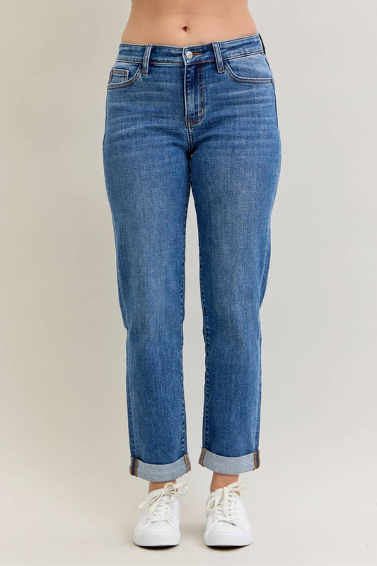 Mid Rise Classic Cuffed Boyfriend by Judy Blue