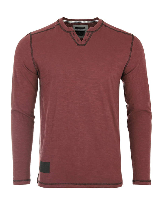 Mens Long Sleeve V-Neck Notch Henley