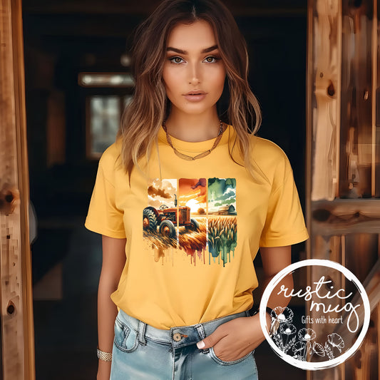 Vintage Water Color Farming Tee