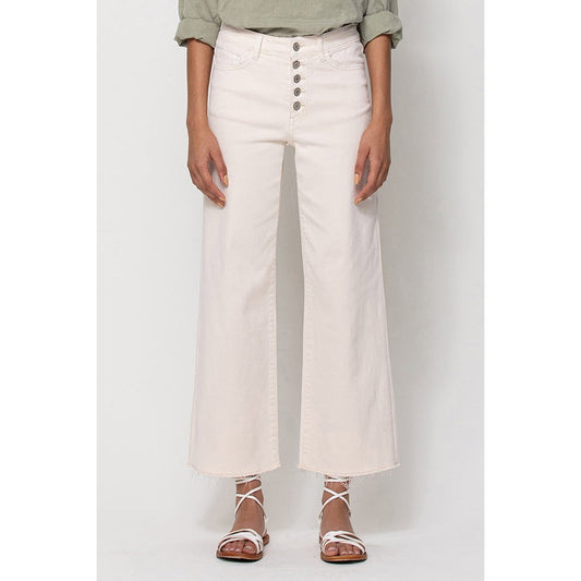 Flying Monkey High Rise Button Crop Denim