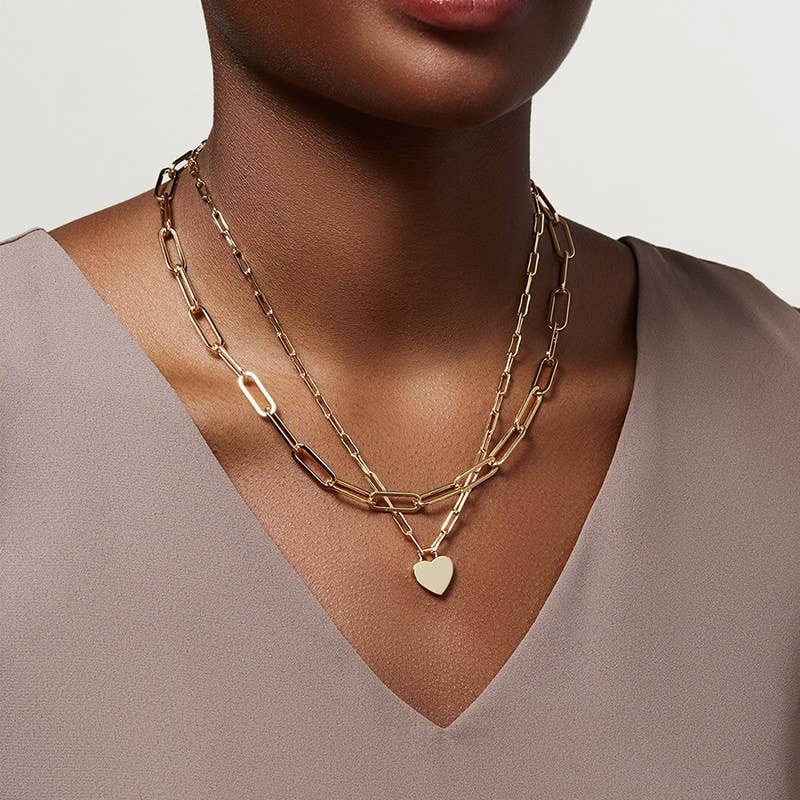 Gold Layered Heart Necklace