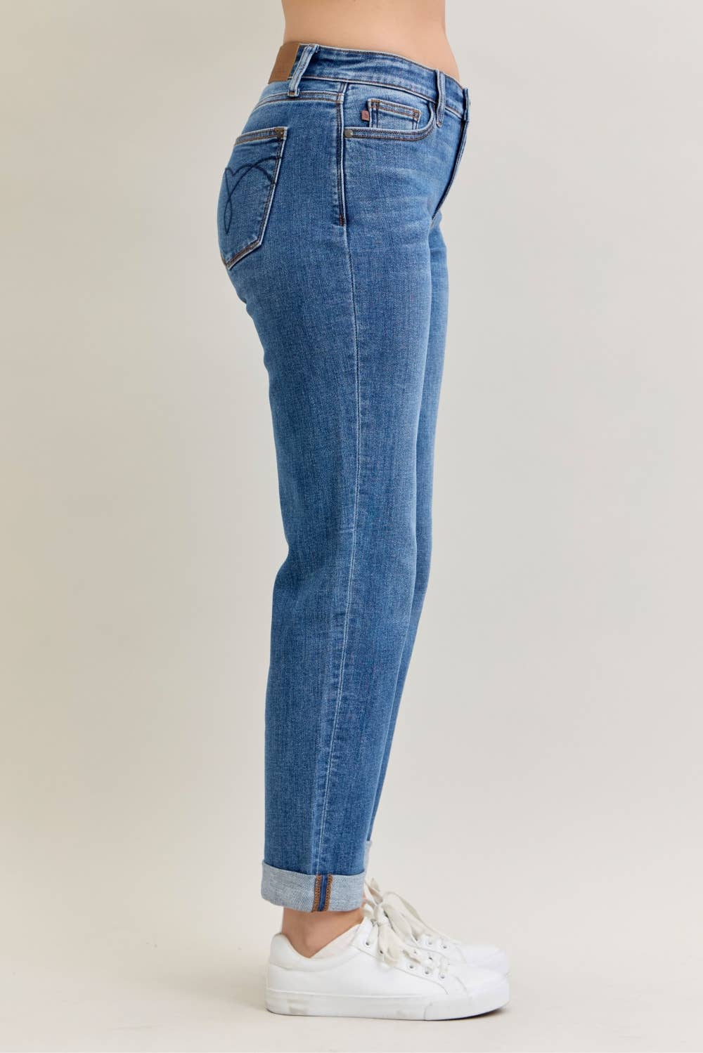 Mid Rise Classic Cuffed Boyfriend by Judy Blue