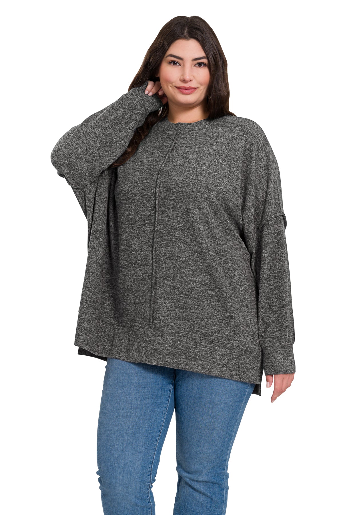 Brushed Melange Oversized Sweater