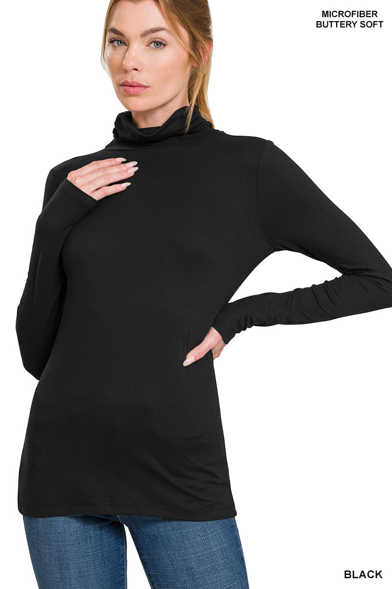 Microfiber Mock Turtleneck