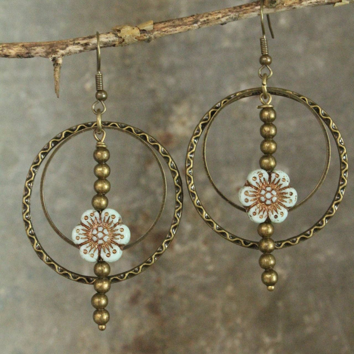 Picasso Wildflower Powder Blue Glass Bead Earrings