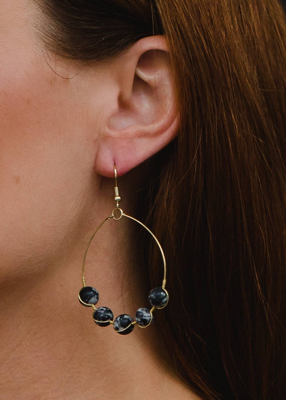 Gold & Black Hoop Earrings
