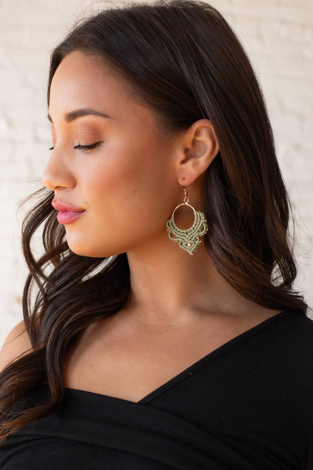 Green Statement Crochet Earrings