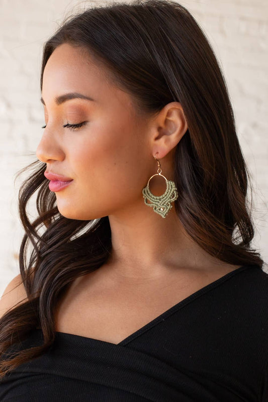 Green Statement Crochet Earrings