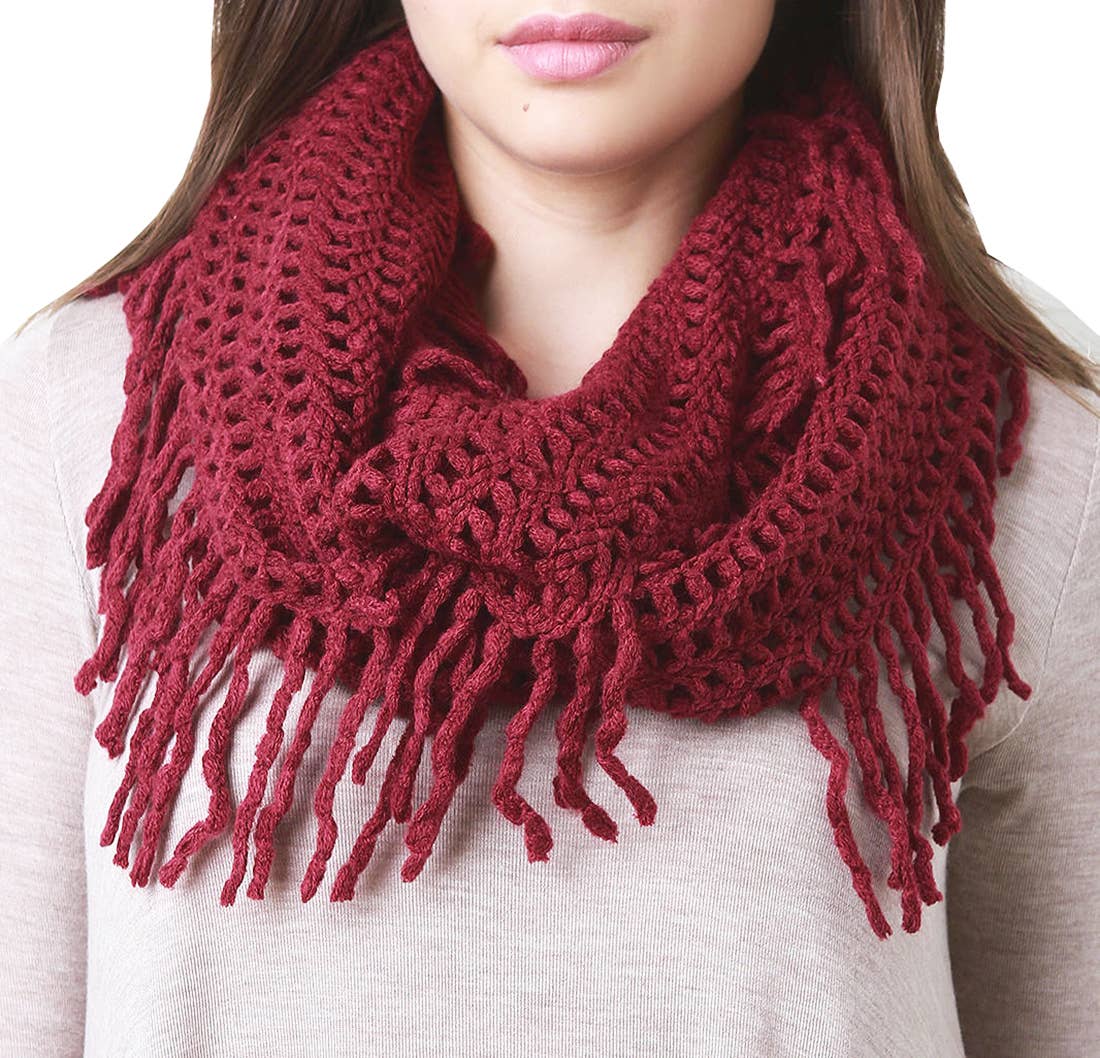 Knit Tassel Infinity Loop Scarf