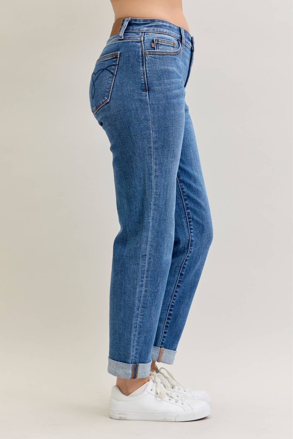 Mid Rise Classic Cuffed Boyfriend by Judy Blue