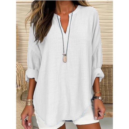 Long Sleeve Casual V Neck Top