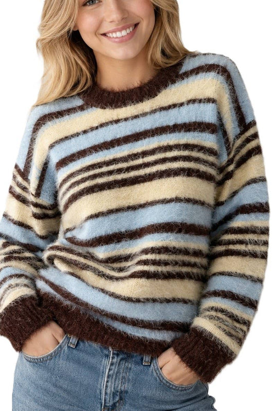 Fuzzy Striped Sweater