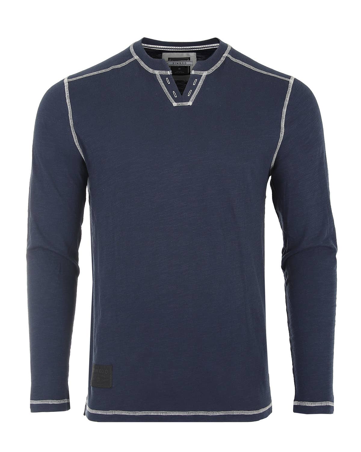 Mens Long Sleeve V-Neck Notch Henley