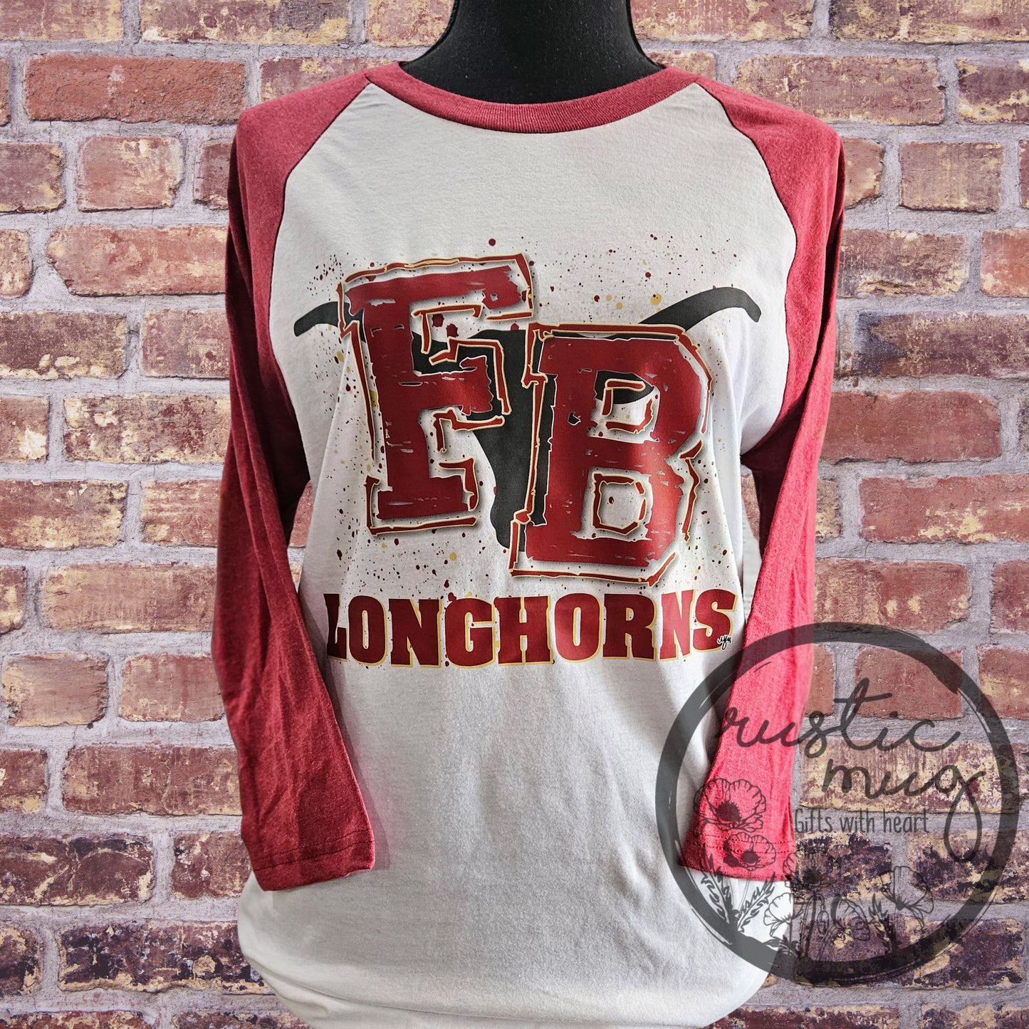 FB Longhorns Splash 3/4 Baseball Tee