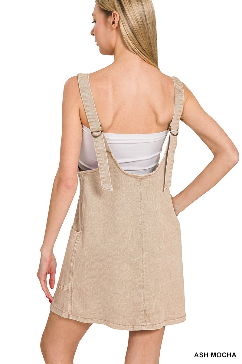 Denim Overall Dress w/ Adjustable Straps