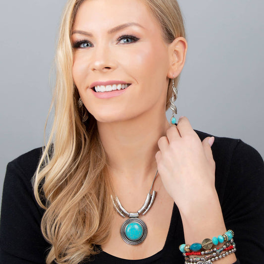 Mae Western Turquoise 18" Statement Pendant Necklace