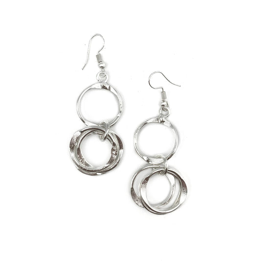 Dangling Hammered Silver Earrings