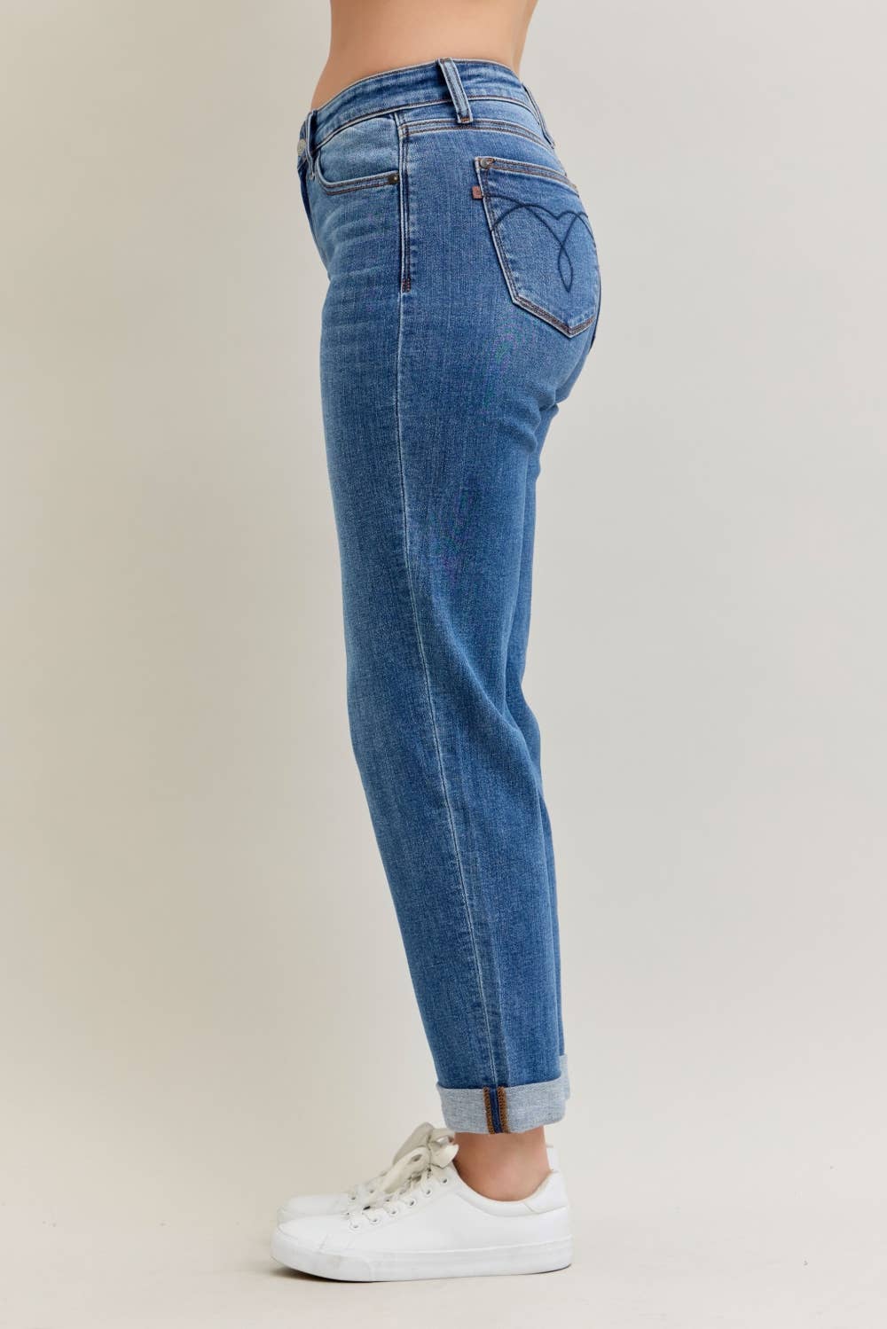 Mid Rise Classic Cuffed Boyfriend by Judy Blue