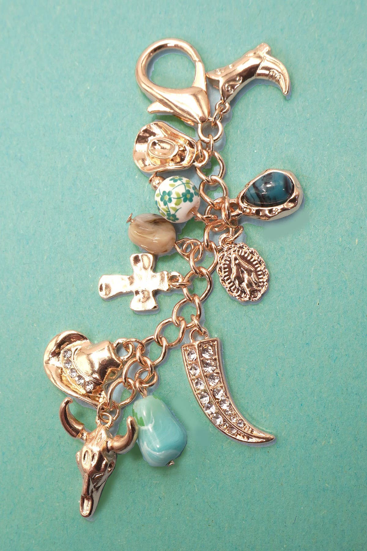 Western Porcelain Boot Cross Bag Charm