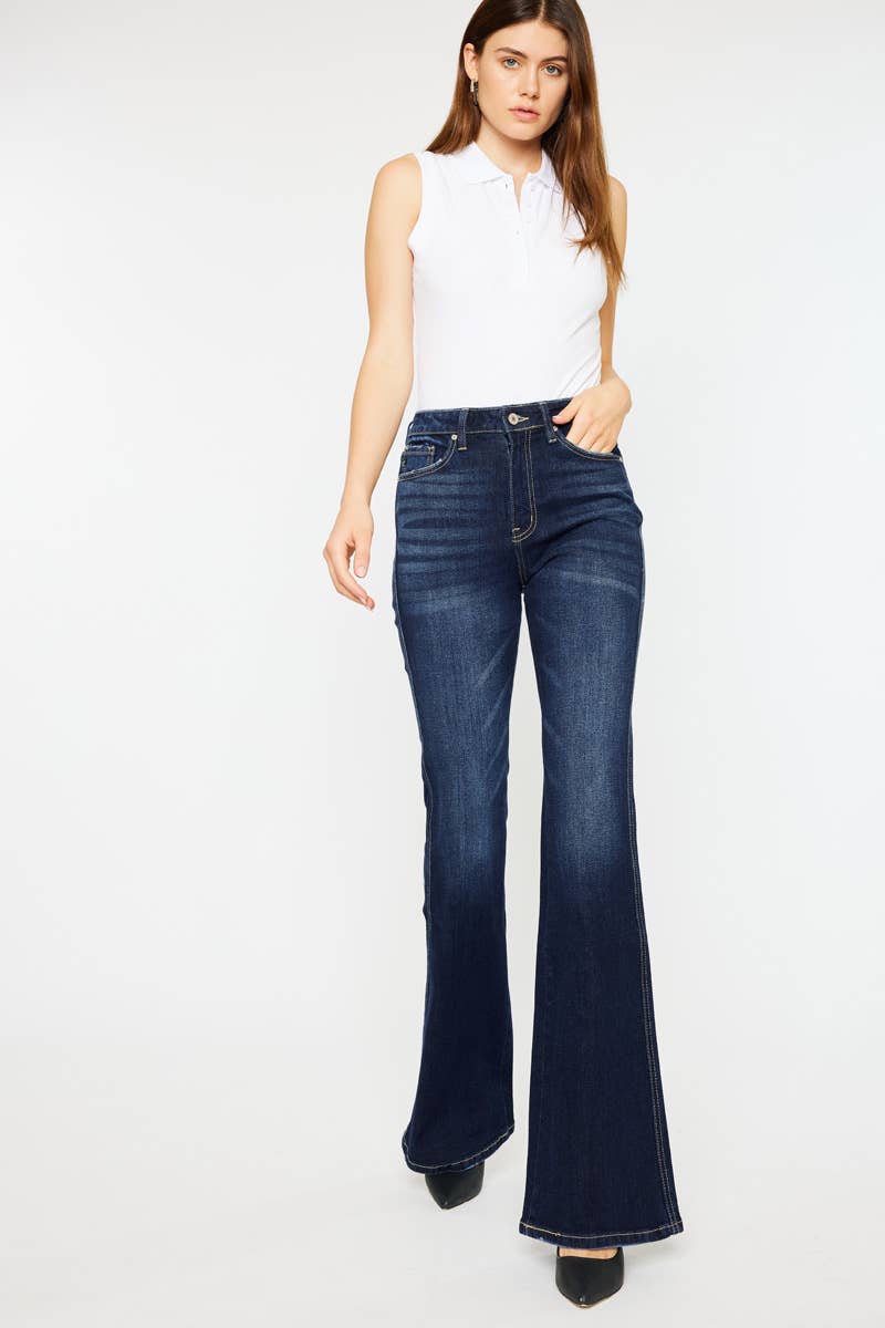Kan Can High Rise Flared Dark Denim