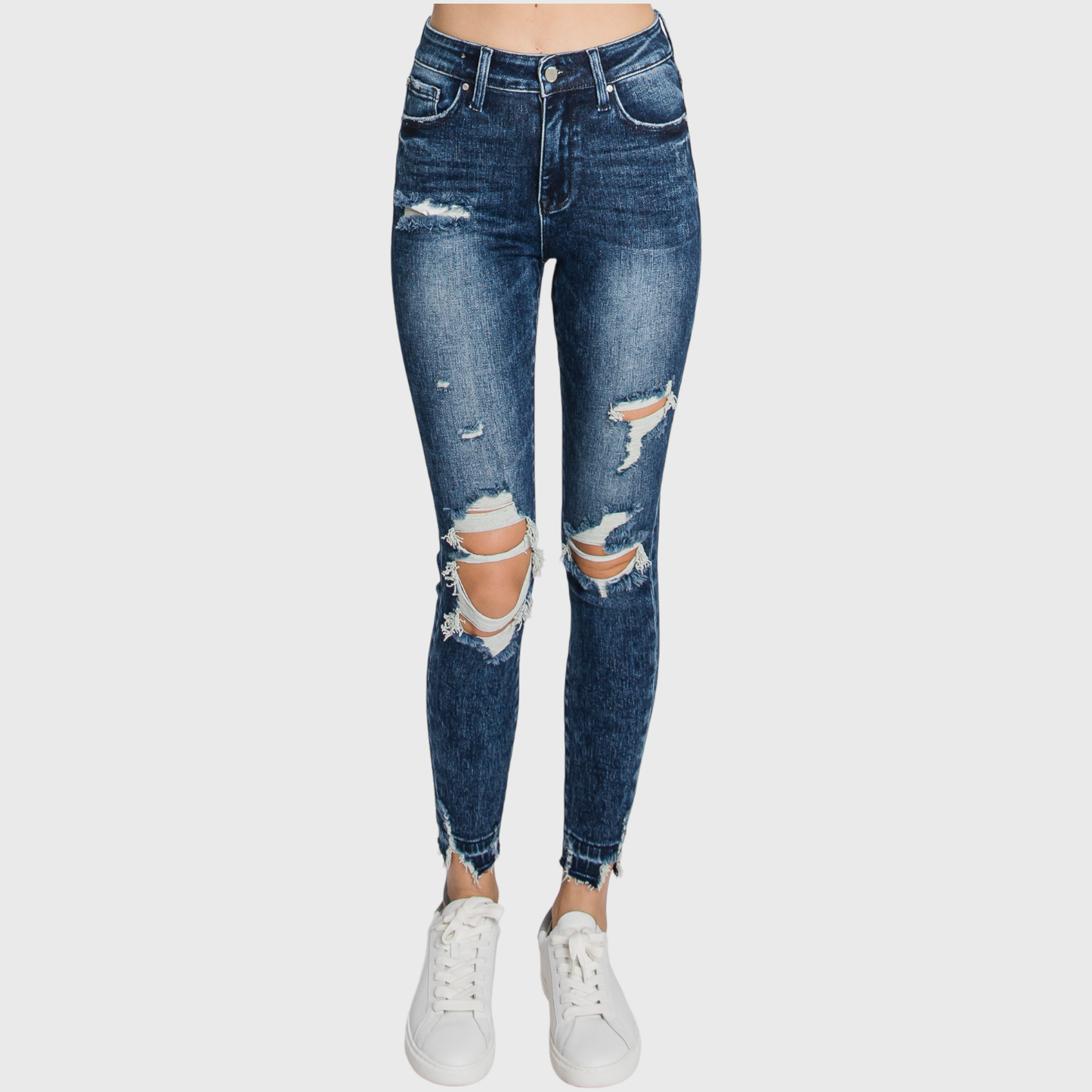 High Rise Ankle Skinny Jean w/ Released Hem by Petra153