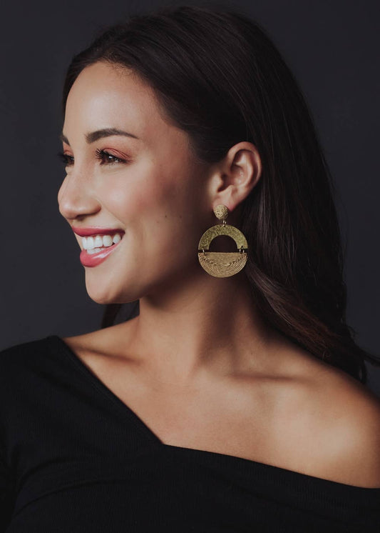 Gold & Wicker Statement Earrings