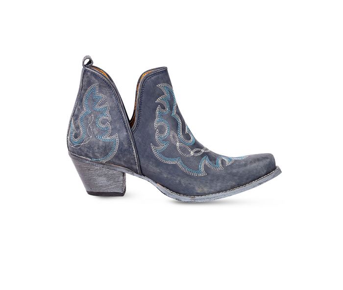 Dusty Blue Maisie Stitched Leather Boots by Myra