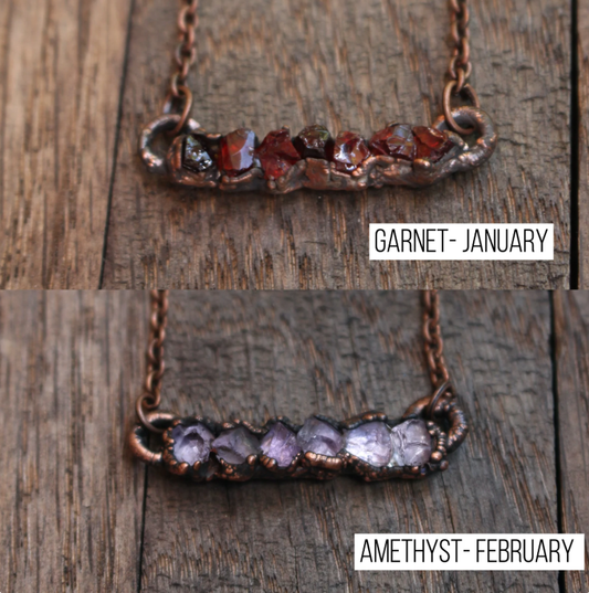 Raw Gemstone Birthstone Bar Necklace