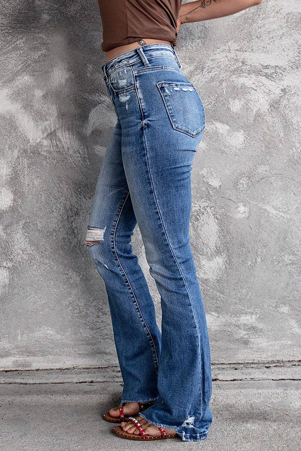 Coraline Raw Hem High Waist Flare Jeans