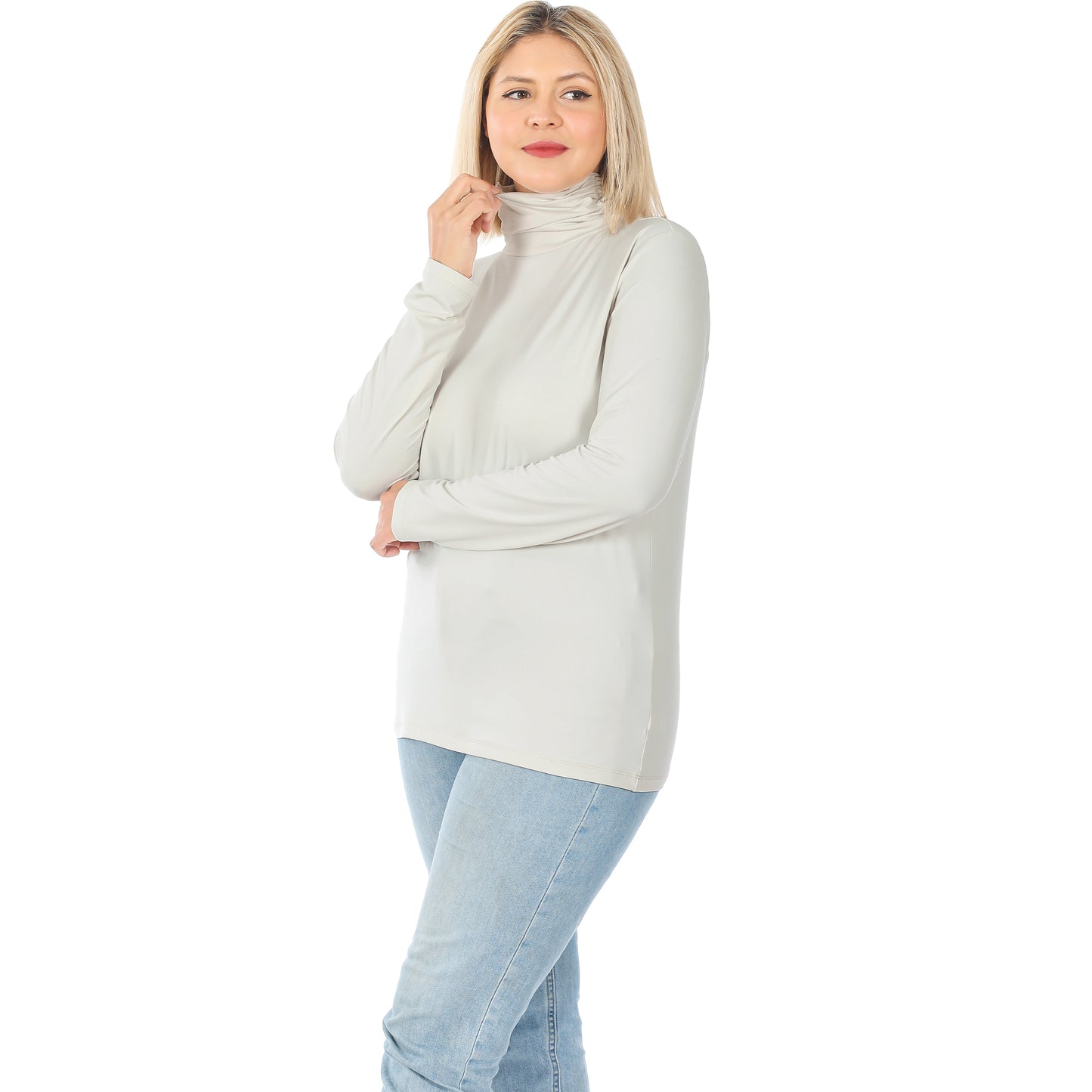 Microfiber Mock Turtleneck