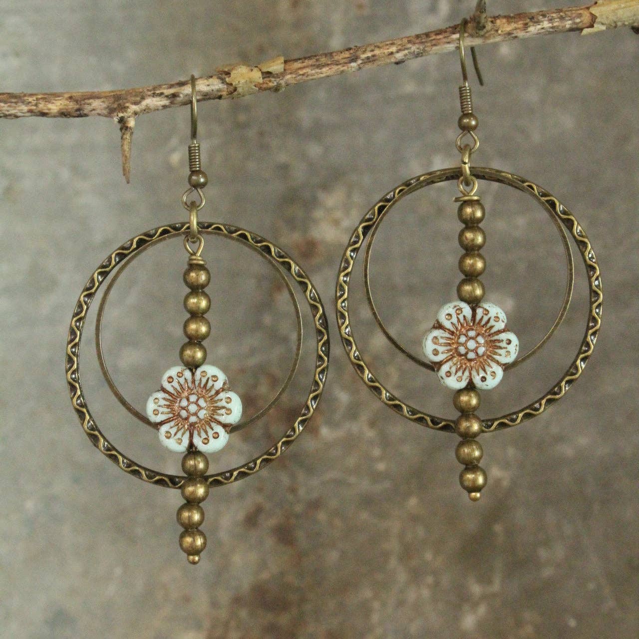 Picasso Wildflower Powder Blue Glass Bead Earrings