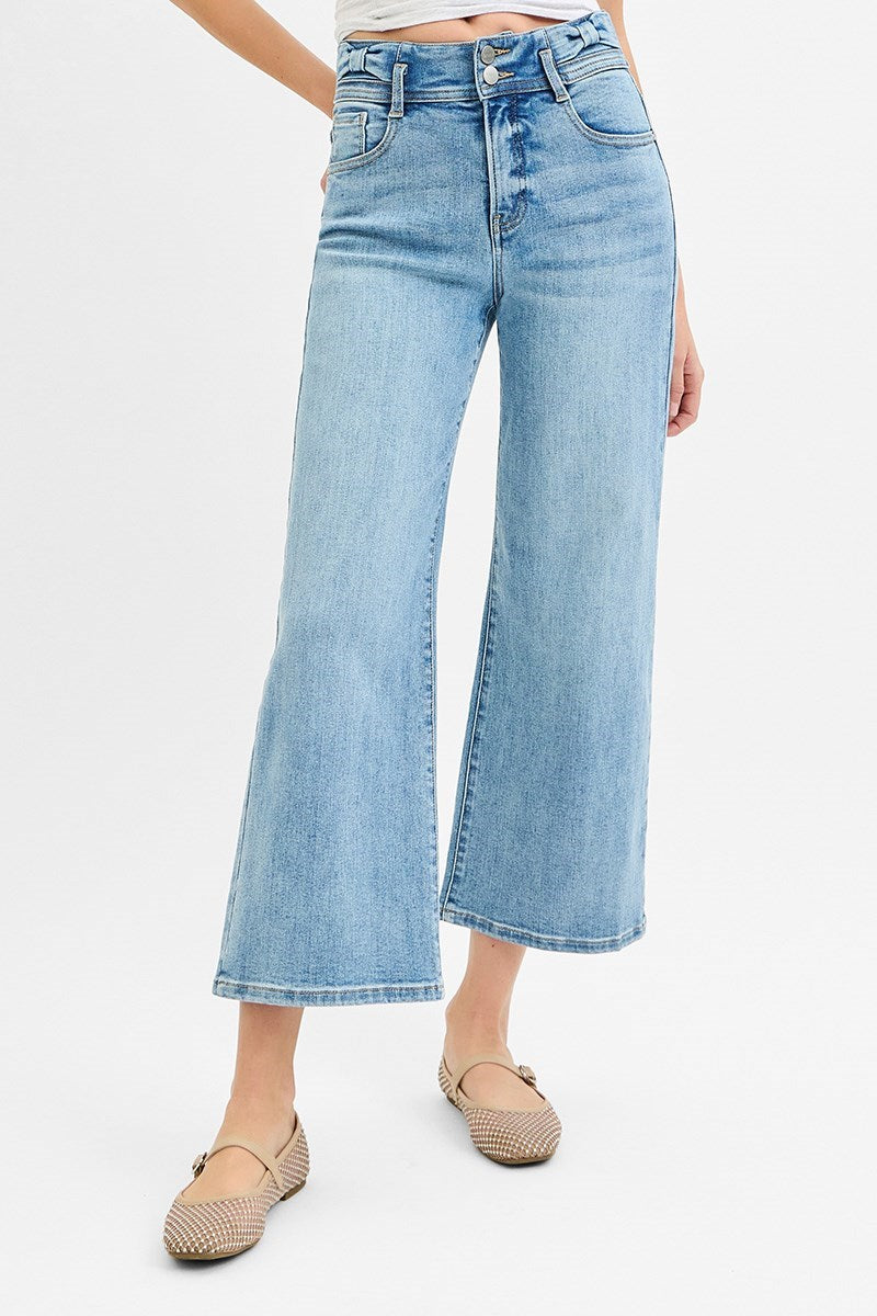 High Rise Cropped Wide Leg Jeans