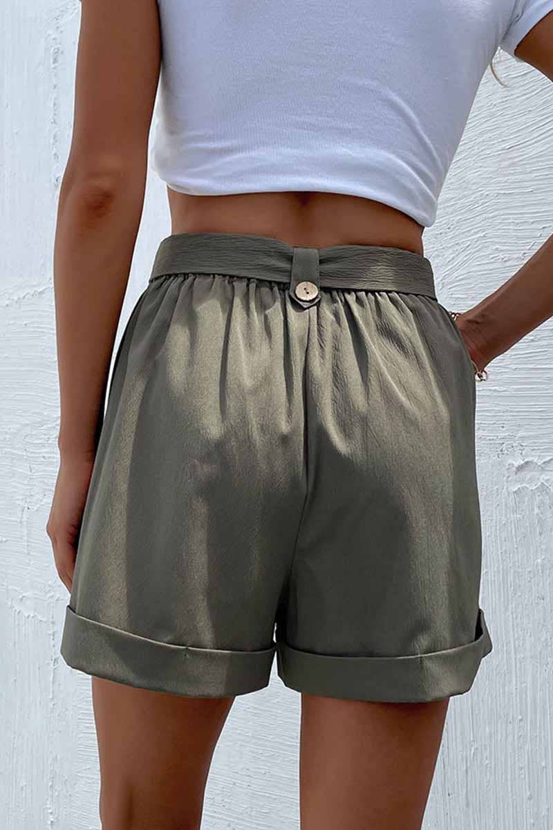 High Waisted Belted Pocket Shorts