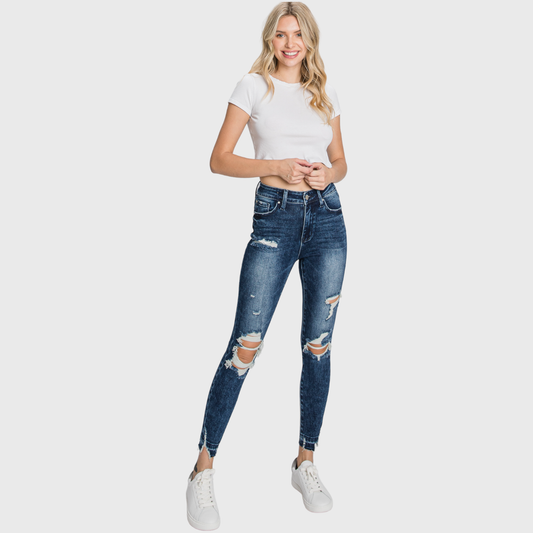 High Rise Ankle Skinny Jean w/ Released Hem by Petra153