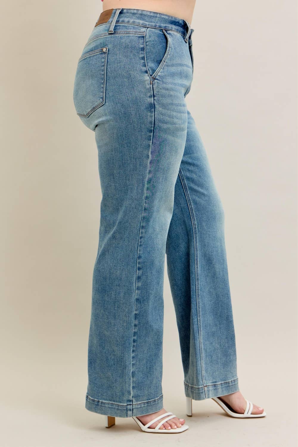 Plus Size HW Double Button Wide Leg by Judy Blue