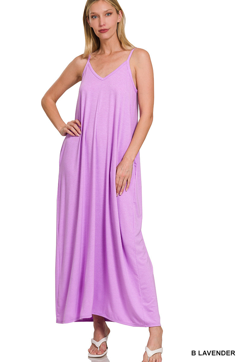 V-Neck Maxi Dress w/ Pockets