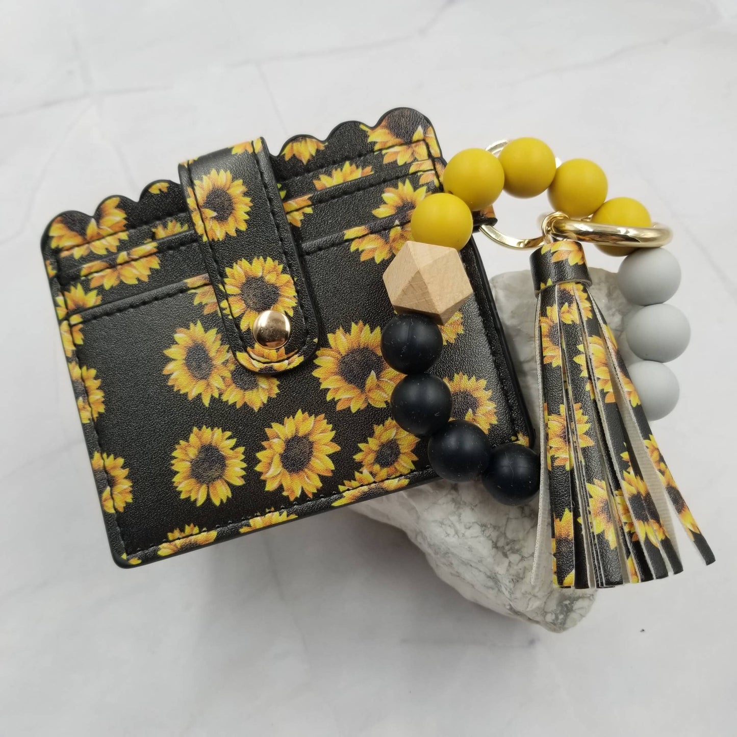 Card Holder And Key Chain Silicone Bead Bracelet