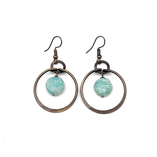 Banjara Brass Ring and Amazonite Earrings