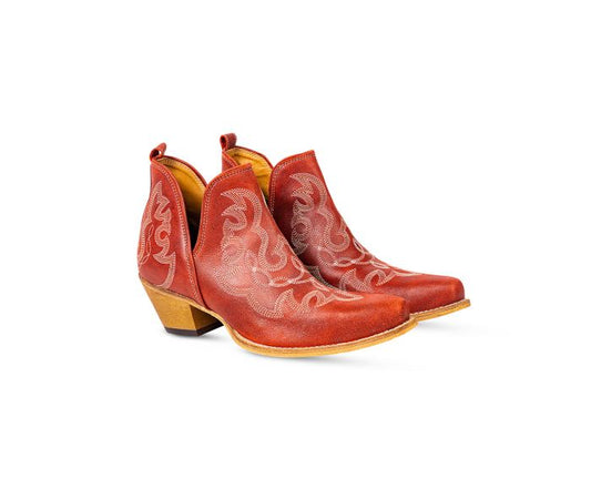 Red Maisie Stitched Leather Boots by Myra