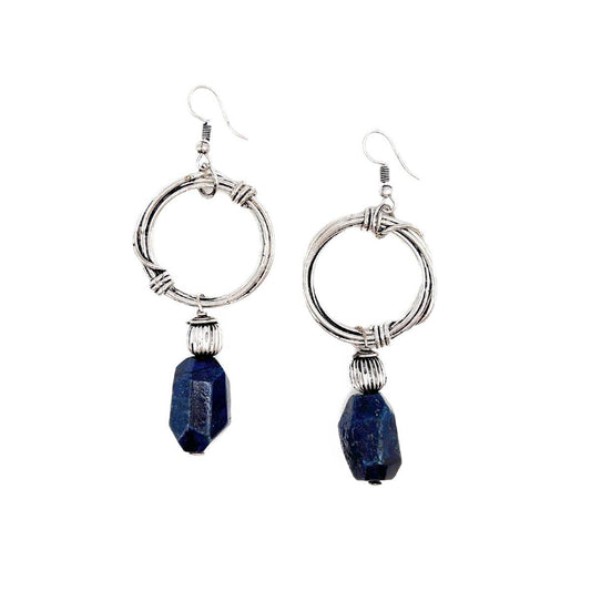 Banjara Antiqued Ring Earrings with Lapis Stone