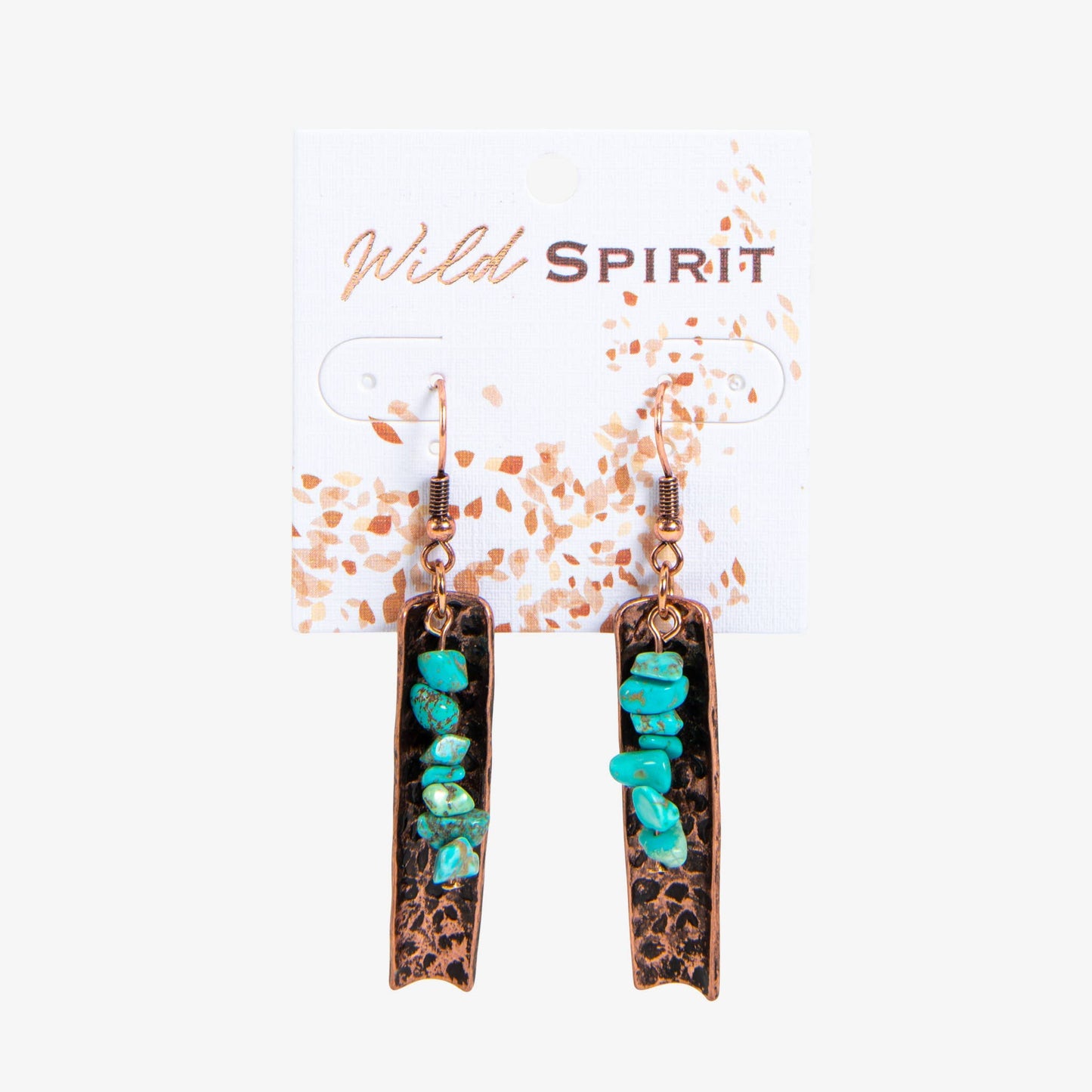 Wild Spirit Western Turquoise Stone Copper Bar Earrings