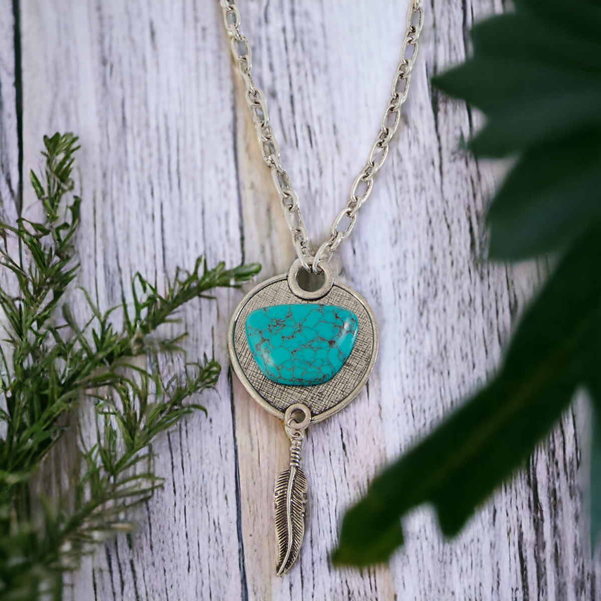 Western Necklace Belle 26" Turquoise Stone Pendant