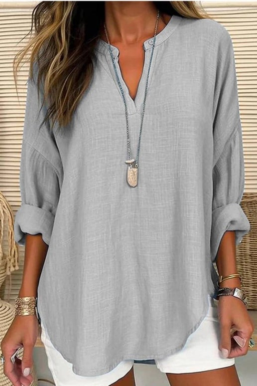 Long Sleeve Casual V Neck Top