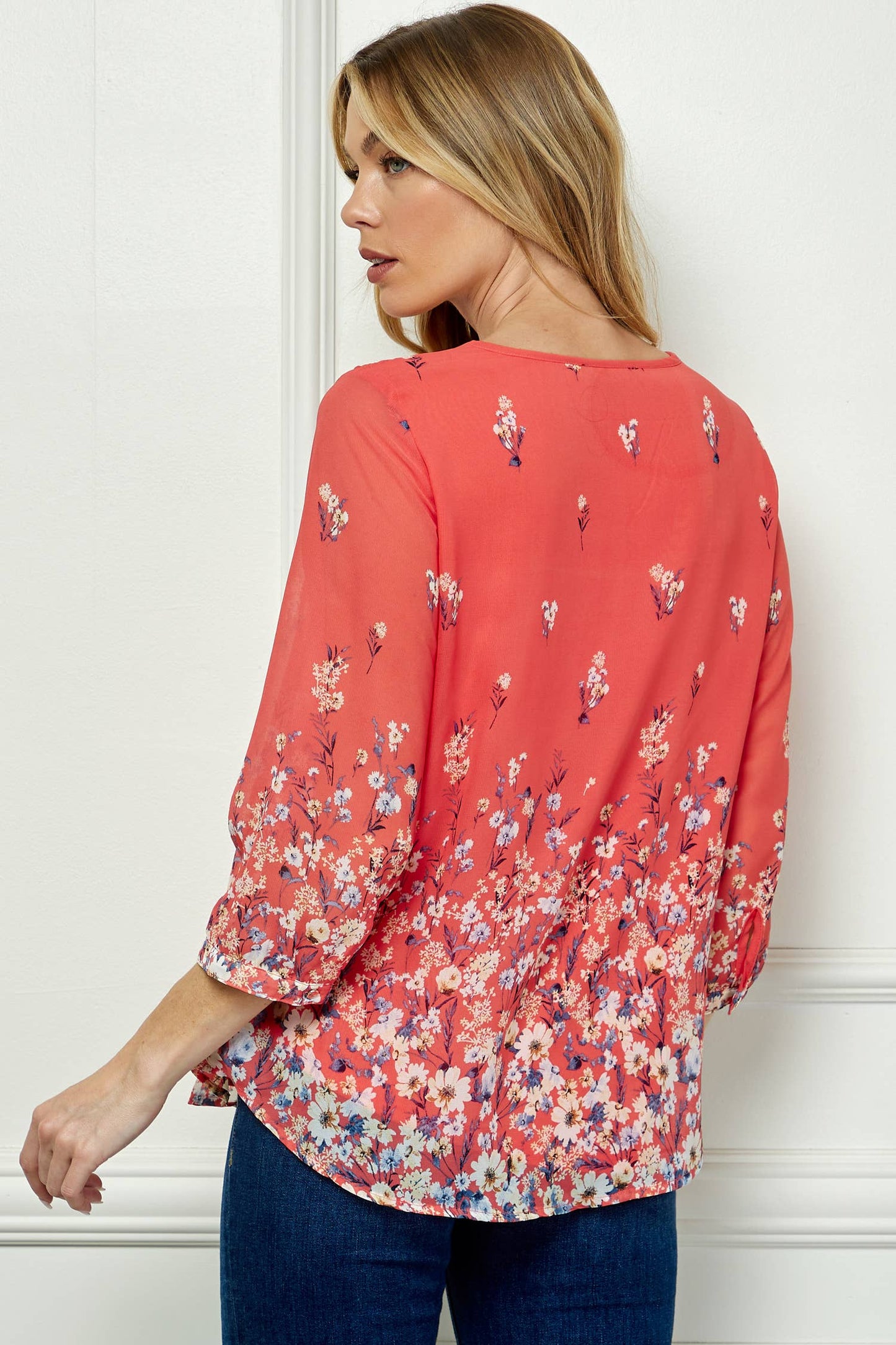 Coral Floral Top